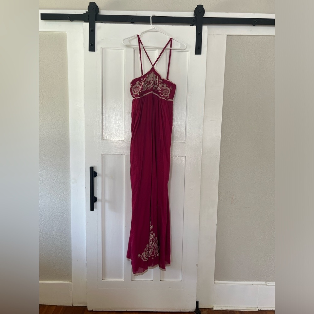 MM Couture Fuschia/Pink Embroidered Summer Dress | Size M
